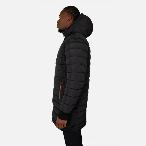 Doudoune longue Redskins Darren Swell - Noir/Rouge - Footkorner