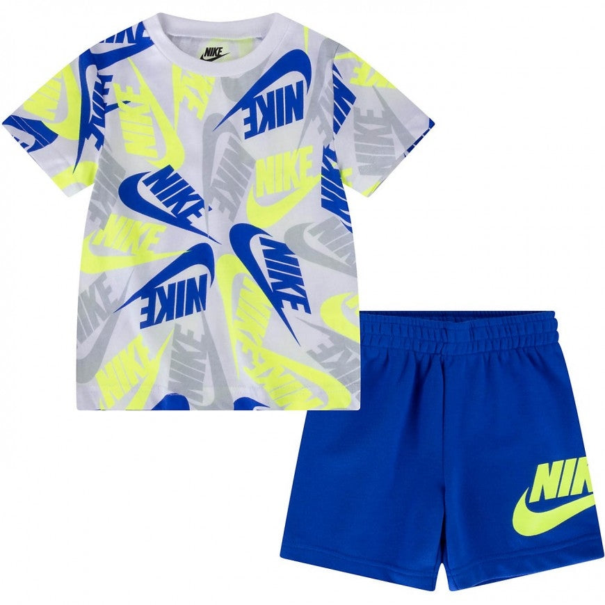 FootkornerEnsemble T-shirt/Short Nike Futura Enfant - Bleu/Gris/Jaune