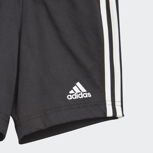 Adidas Kinder 3 Streifen T-Shirt/Shorts Set – Weiß/Schwarz - Footkorner