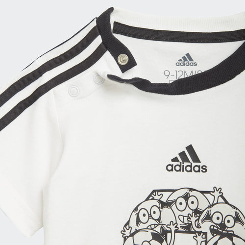 Adidas Kinder 3 Streifen T-Shirt/Shorts Set – Weiß/Schwarz - Footkorner