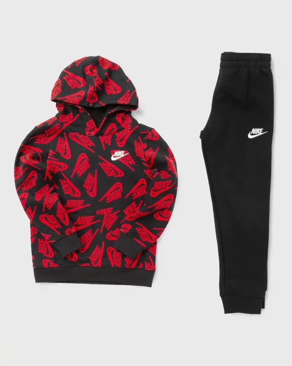 FootkornerNike Sportswear Kinder-Trainingsanzug-Set – Schwarz/Rot