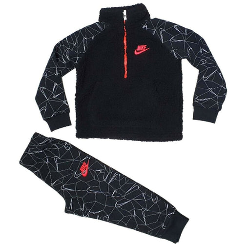 Nike Sportswear Print Trainingsanzug für Kinder – Schwarz/Rosa - Footkorner