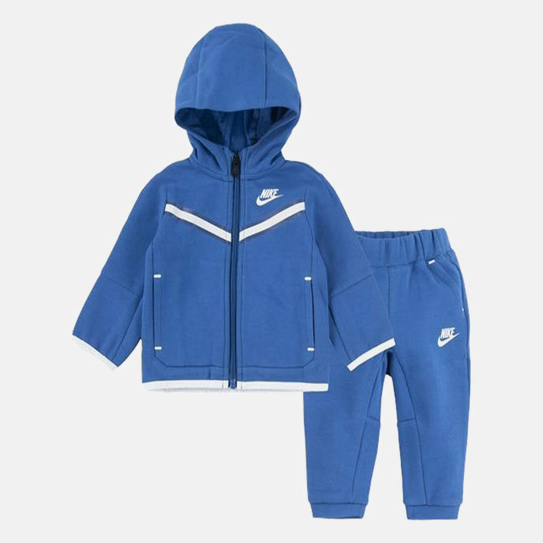 Nike Tech Fleece Kinder-Trainingsanzug-Set – Blau/Weiß