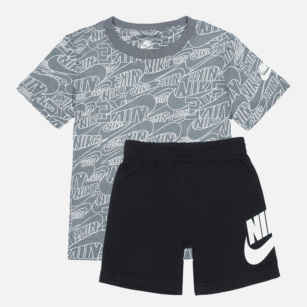 FootkornerNike Baby T-shirt/Shorts Set - Grey/Black/White