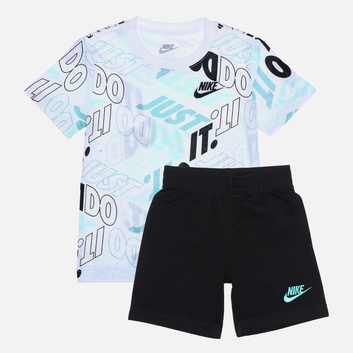 FootkornerEnsemble T-Shirt/Short Nike Just Do It Enfant - Weiß/Schwarz/Vert