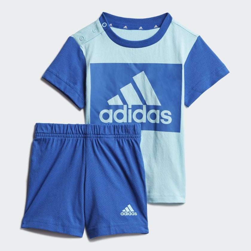Conjunto de camiseta/pantalones cortos Adidas Essentials para niños - Azul/Azul