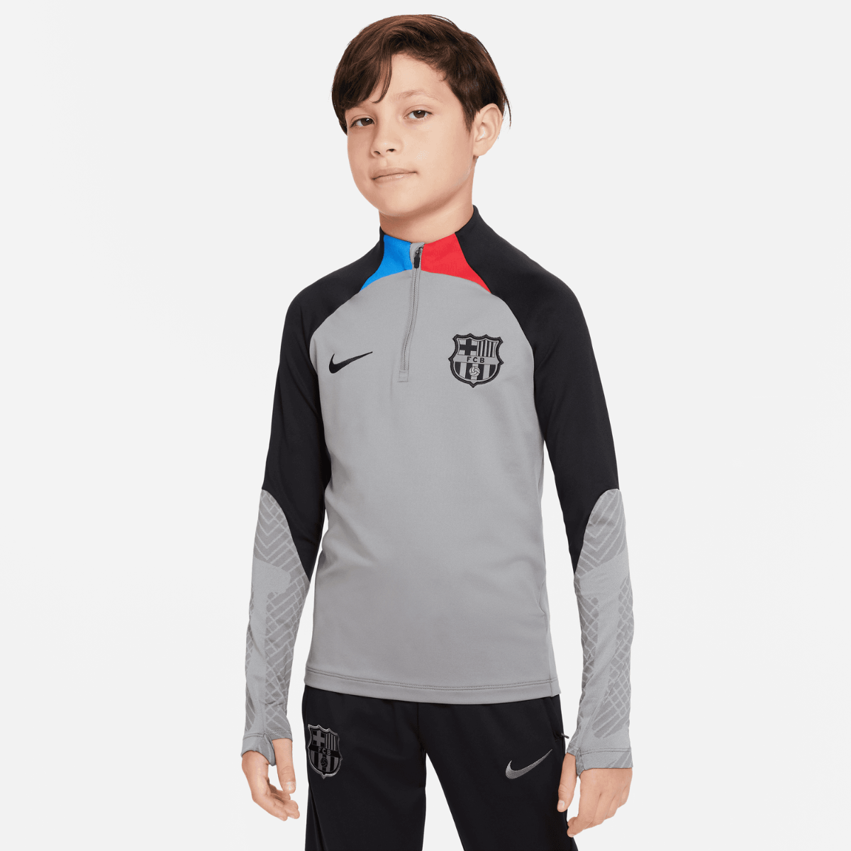 Haut d'entrainement FC Barcelone Junior 2022/2023 - Gris/Noir