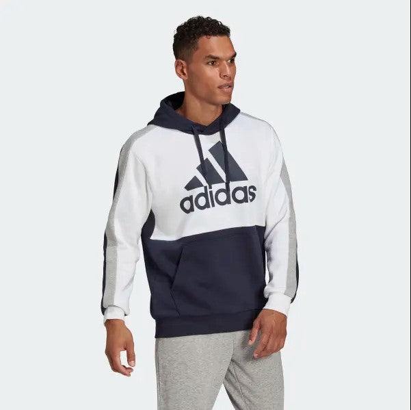 Adidas Essentials Colorblock Hoodie - White/Grey/Blue