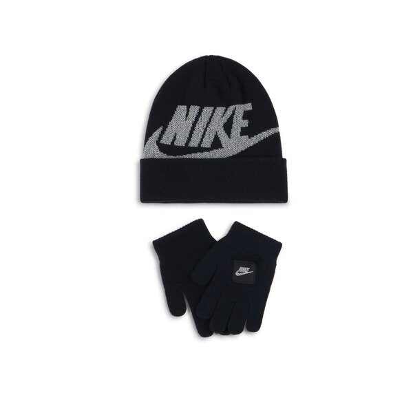 Nike Junior Beanie/Glove Kit - Grey/Black