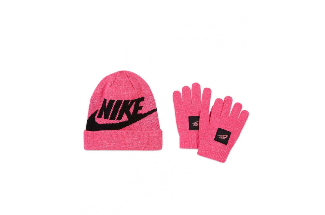 Nike Futura Junior Beanie/Glove Kit - Pink/Black