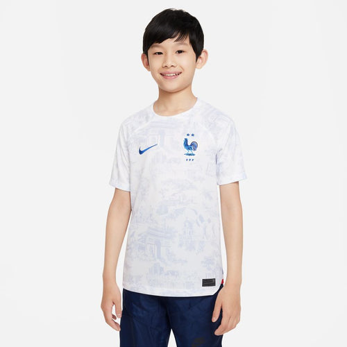 Camiseta 2ª equipación Selección de Francia Junior 2022 - Blanco/Gris/Azul - Footkorner