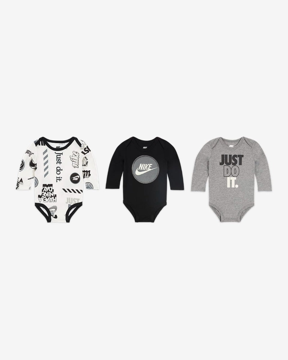 FootkornerNike Baby Just do It Body 3er-Pack – Schwarz/Weiß/Grau