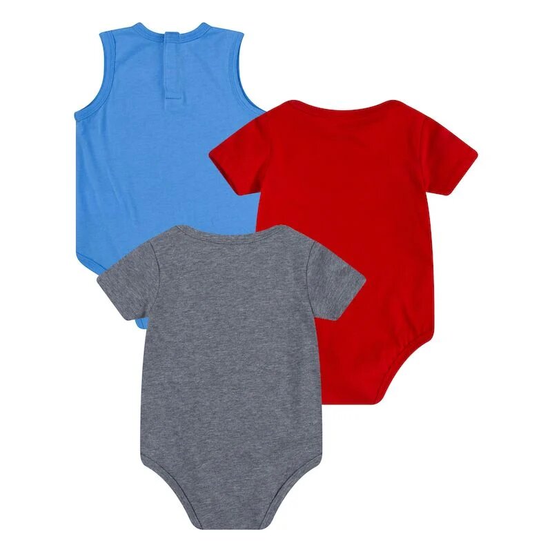 Footkorner3er-Pack Baby-Bodys von Nike Sportswear Nikemoji – Grau/Rot/Blau