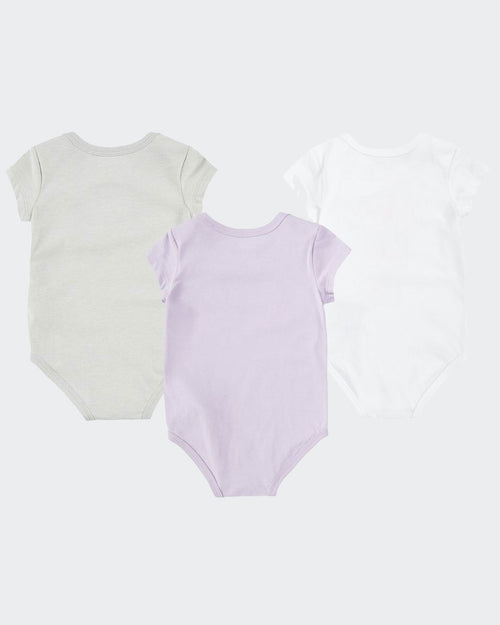 3er-Pack Nike Summer Daze Baby-Bodys – Grau/Lila/Weiß - Footkorner