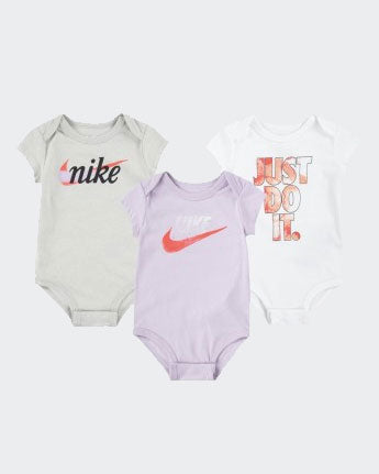 3er-Pack Nike Summer Daze Baby-Bodys – Grau/Lila/Weiß - Footkorner