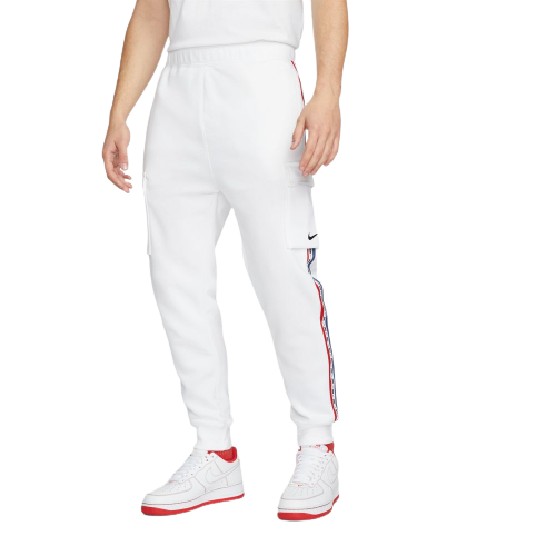 Pantalones Nike Sportswear Fleece Cargo - Blanco/Azul/Rojo - Footkorner