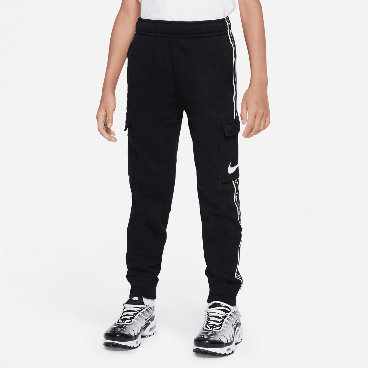 Pantaloni cargo Nike Sportswear Tech Fleece Junior - neri/bianchi