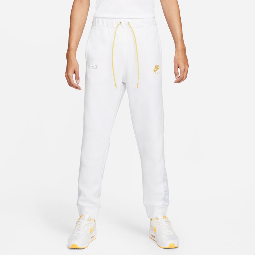 Nike Air Fleece Brushed Hose – Weiß/Gold