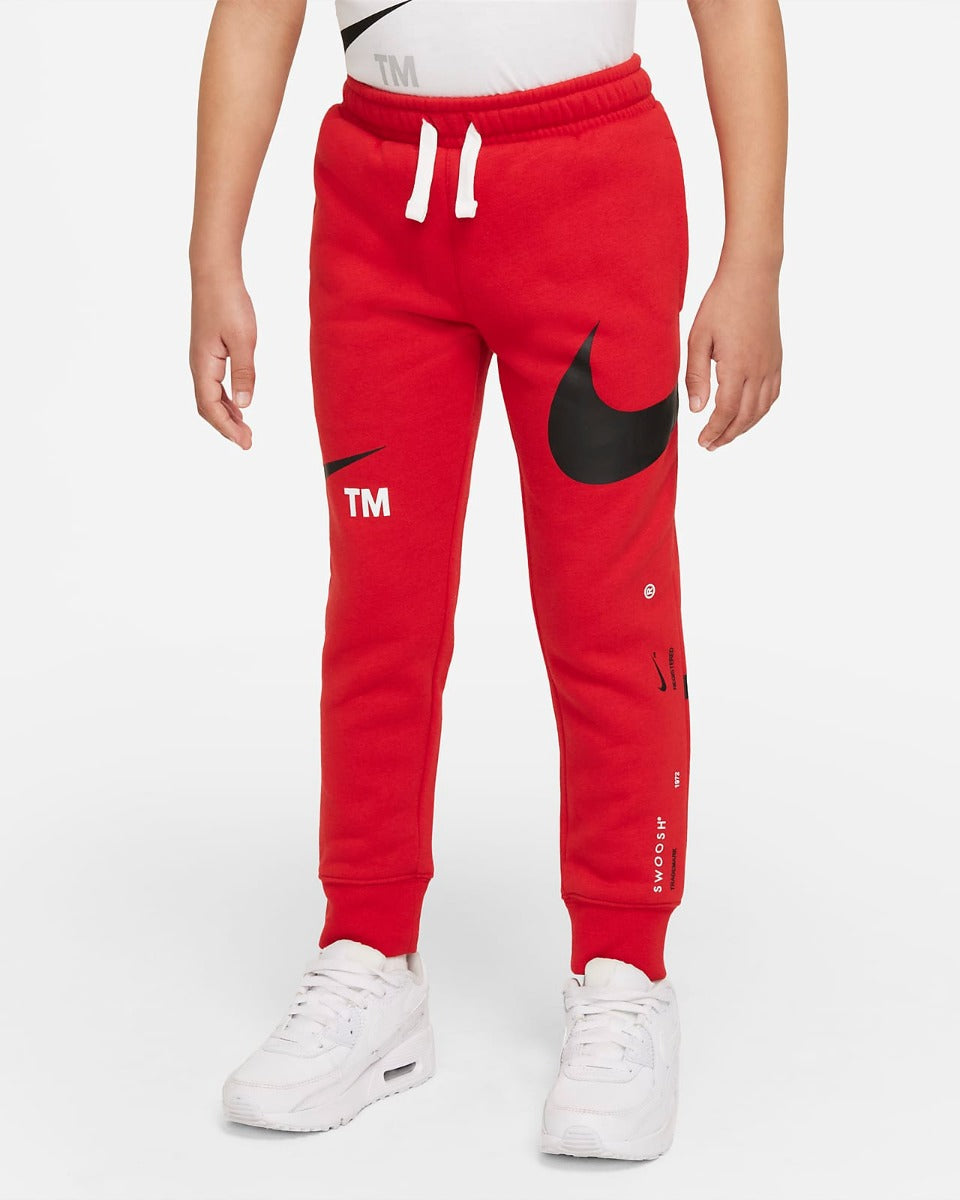 Pantaloni Nike Swoosh Bambini - Rosso/Bianco/Nero