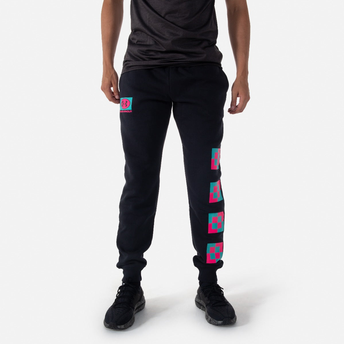 Pantaloni Under Armour Rival Fleece - Nero/Rosa/Verde