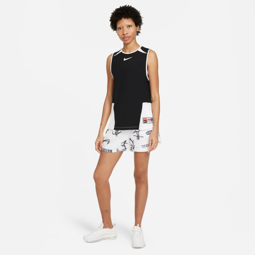 Nike Damen Joga Bonito Shorts – Weiß/Schwarz