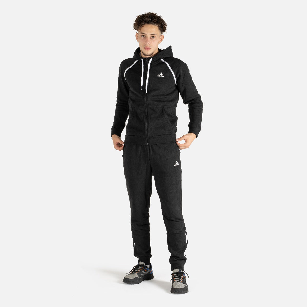 Adidas MTS Cotton Pip Trainingsanzug – Schwarz/Weiß