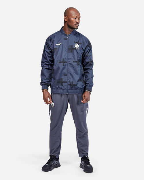 Olympique de Marseille (OM) Tracksuit Jacket - Blue/Black/White - Footkorner