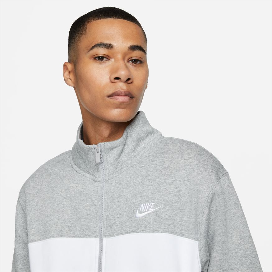 FootkornerNike Fleece-Trainingsanzug – Grau/Weiß