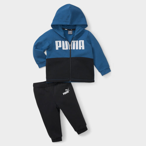 Puma Color Block Minicats Baby-Trainingsanzug – Schwarz/Blau/Weiß - Footkorner