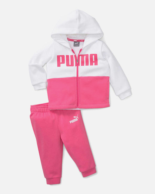 Puma Color Block Minicats Baby-Trainingsanzug – Rosa/Weiß - Footkorner