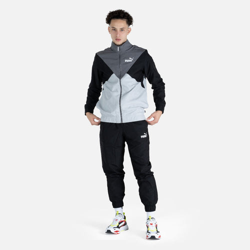 Puma Woven Trainingsanzug – Schwarz/Grau/Weiß - Footkorner