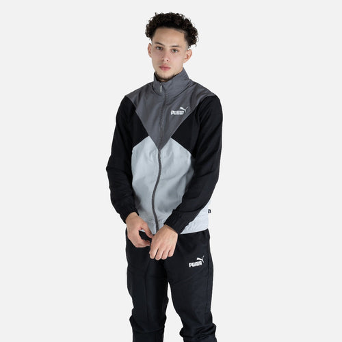 Puma Woven Trainingsanzug – Schwarz/Grau/Weiß - Footkorner