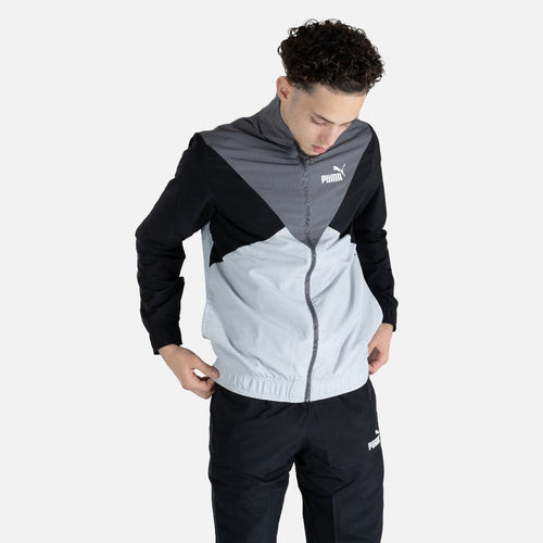 Puma Woven Trainingsanzug – Schwarz/Grau/Weiß - Footkorner