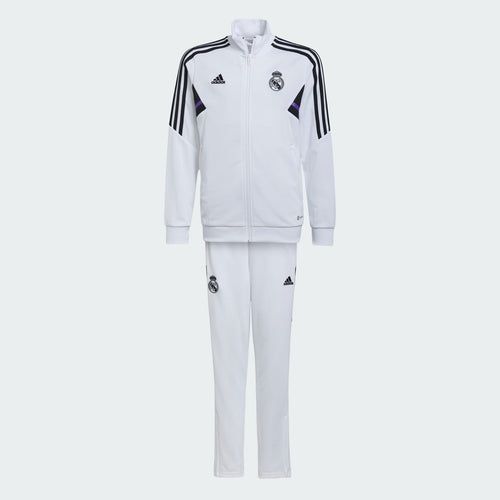 Real Madrid Junior-Trainingsanzug 2022/2023 – Weiß/Schwarz/Lila - Footkorner