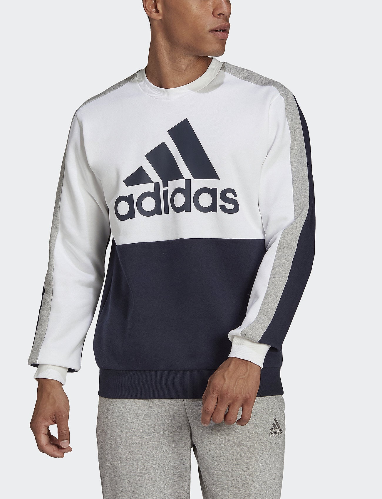 Sweat Adidas Essentials Colorblock - Blanc/Gris/Noir