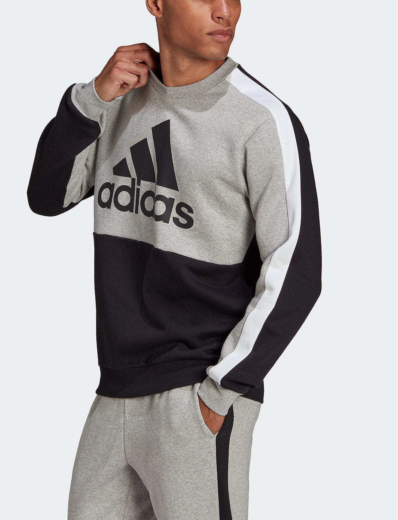 Sweat Adidas Essentials Colorblock - Gris/Noir/Blanc