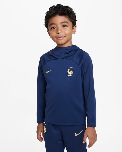 Sudadera con capucha del equipo juvenil de Francia 2022 - Azul/Oro - Footkorner