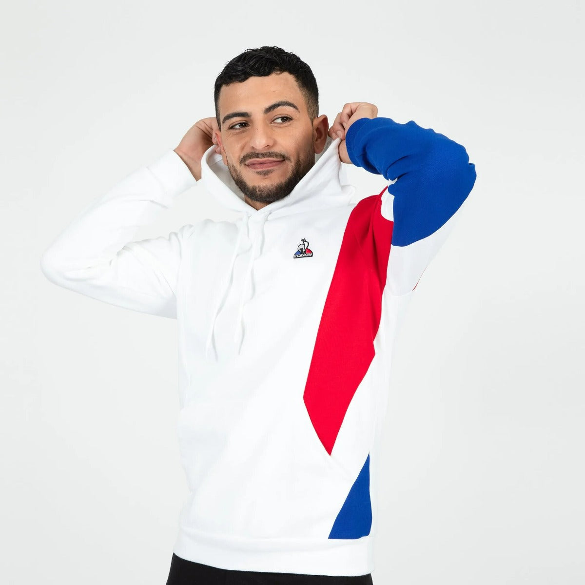Le Coq Sportif Tricolor Hoodie - White