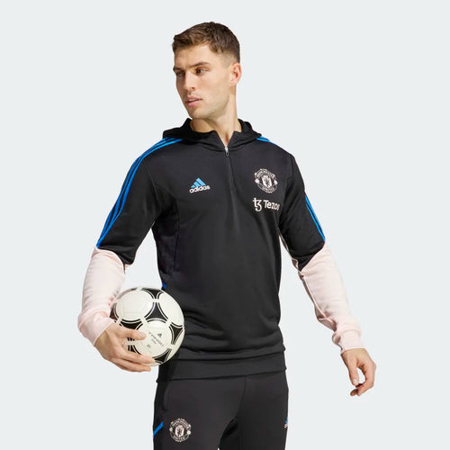Felpa con cappuccio Condivo del Manchester United - Nero/Blu/Beige - Footkorner