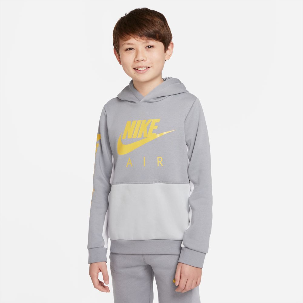 Felpa con cappuccio Nike Air Junior - Grigio/Giallo