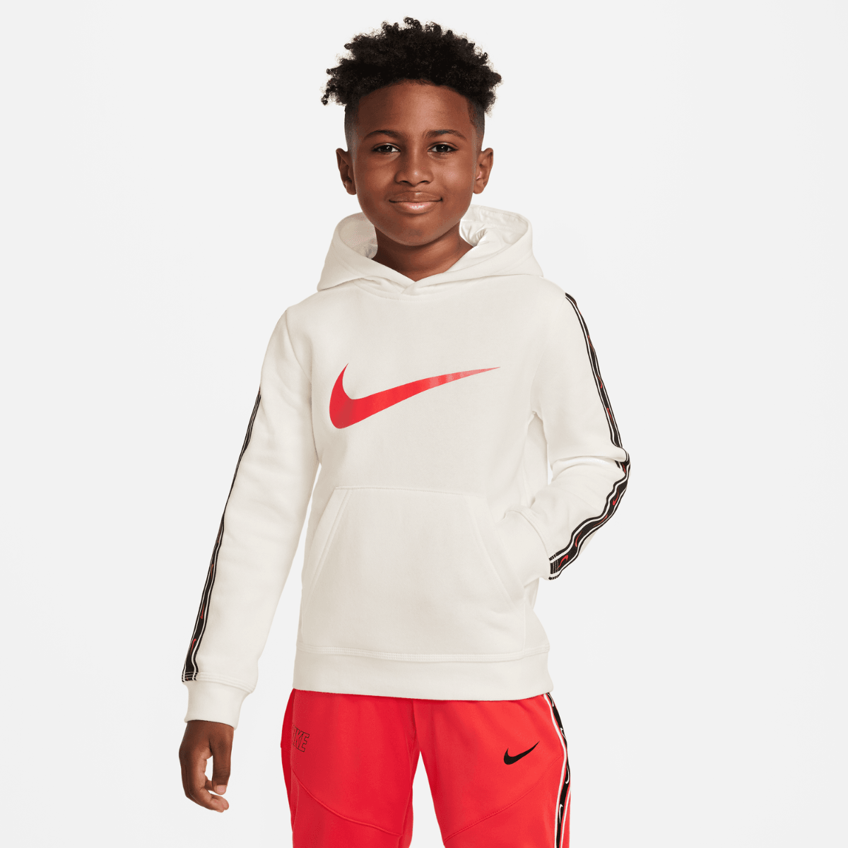 Sweat à Capuche Nike Repeat Junior - Beige/Noir/Rouge