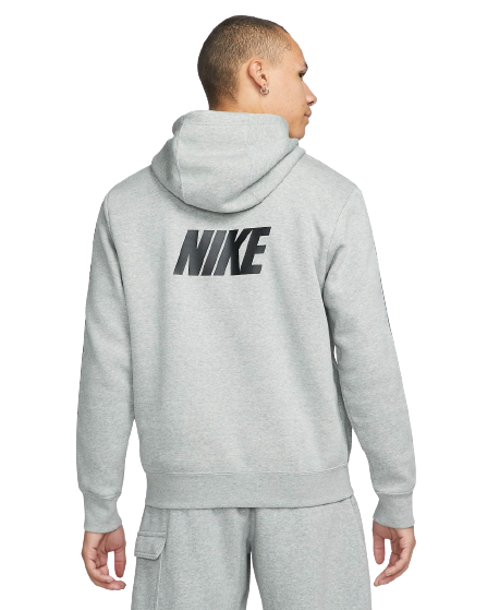 Felpa con cappuccio Nike Sportswear Fleece - Grigio/Bianco/Blu