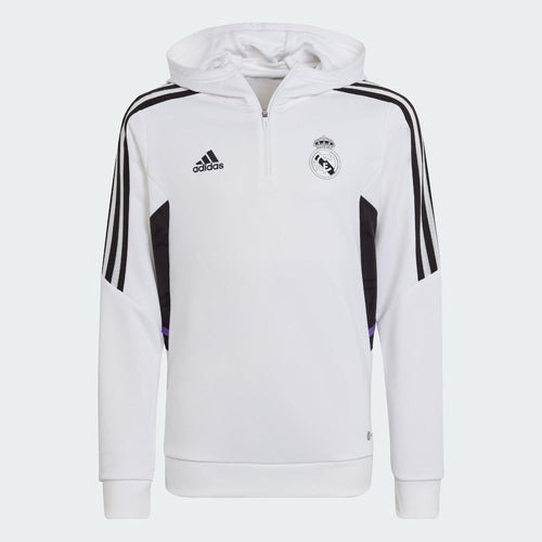 Felpa con cappuccio Real Madrid Condivo Junior 2022/2023 - Bianca/Nera  - Footkorner