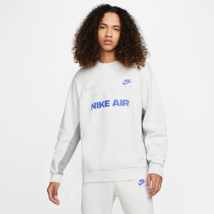 Nike Air Brushed Sweatshirt – Weiß/Blau/Grau
