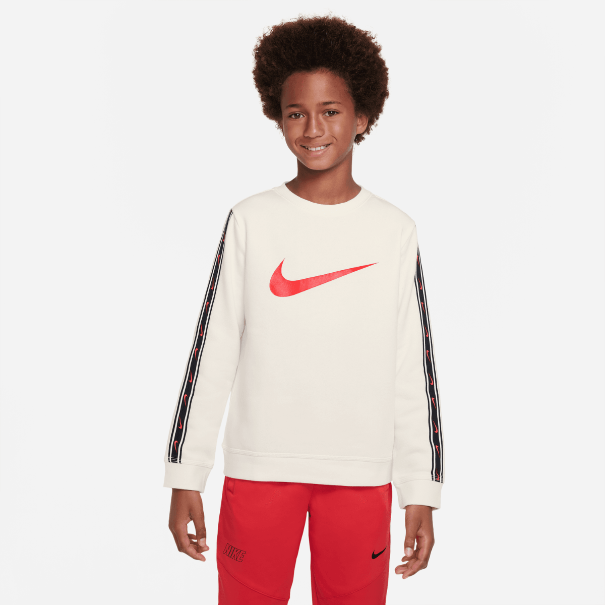 Felpa Nike Repeat Junior - Beige/Nero/Rosso