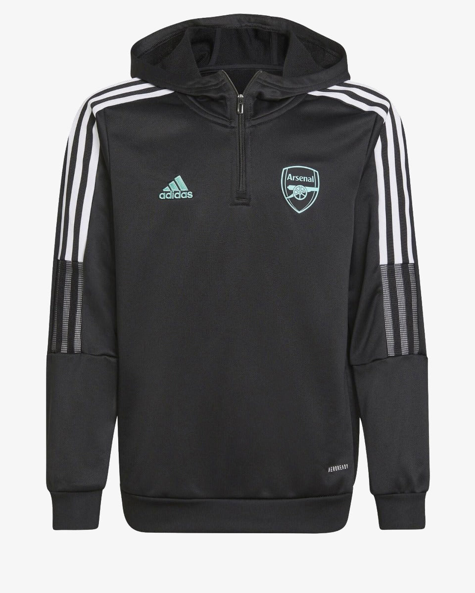 Arsenal Tiro Junior Zip Sweatshirt 2022 - Black/White/Green
