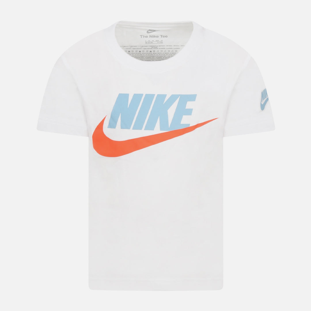 Nike Kinder T-Shirt – Weiß/Blau/Orange