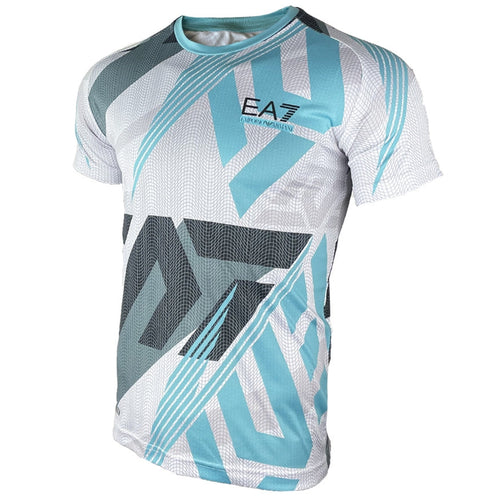 T-shirt Emporio Armani EA7 Ventus 7 - bianca/blu - Footkorner