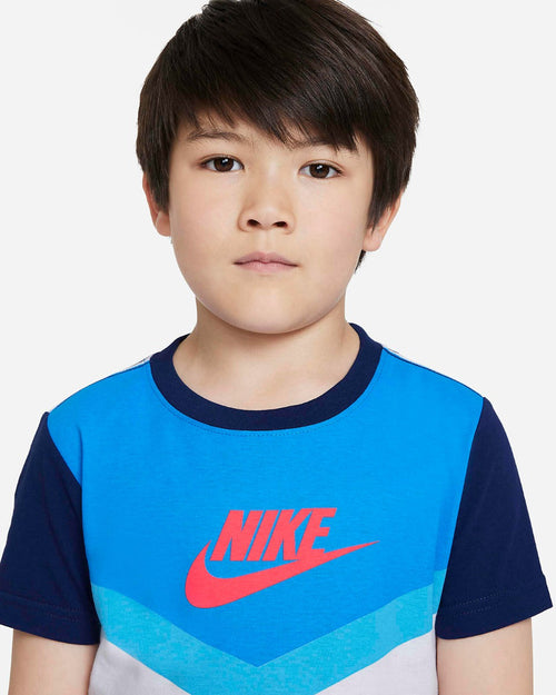 T-Shirt Nike Futura Enfant - Bleu/Blanc - Footkorner