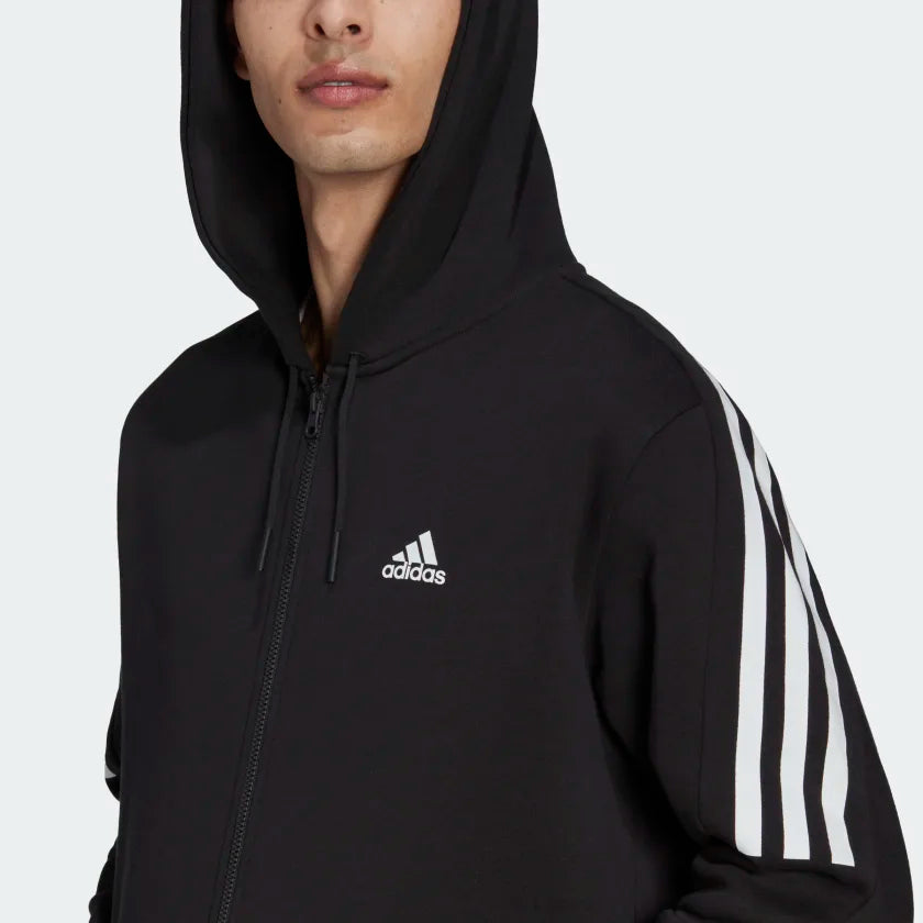 FootkornerFelpa con cappuccio Adidas 3 Stripe Future Icons - nera/bianca